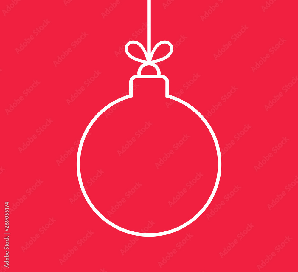 Christmas bauble ornament outline shape on red background Christmas bauble ornament outline shape on red background