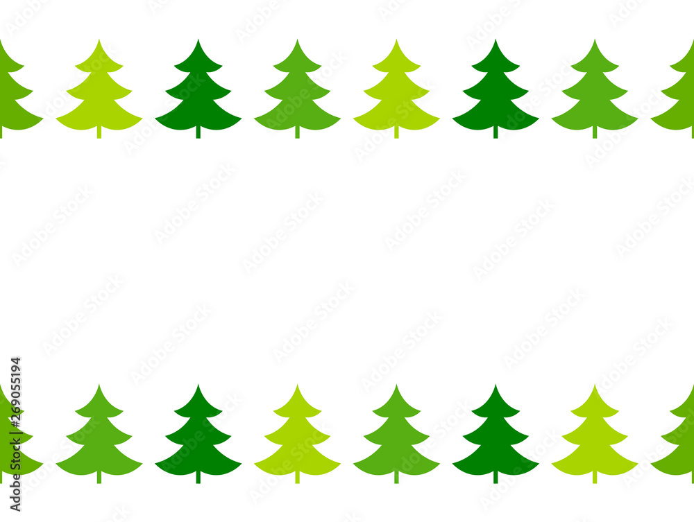 Obraz premium Green Christmas trees seamless border.