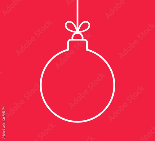 Christmas bauble ornament outline shape on red background