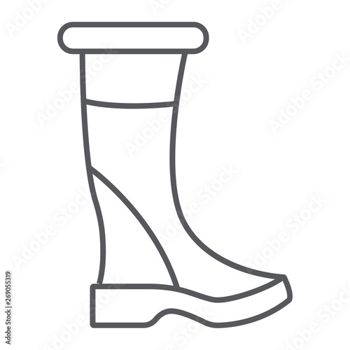 Woman boots thin line icon, footwear and fashion, shoes sign, vector graphics, a linear pattern on a white background.