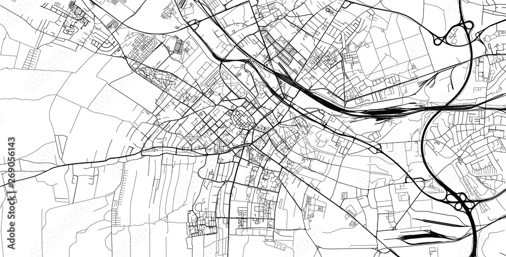 Fototapeta Miejski wektor mapa miasta Gliwice, Polska