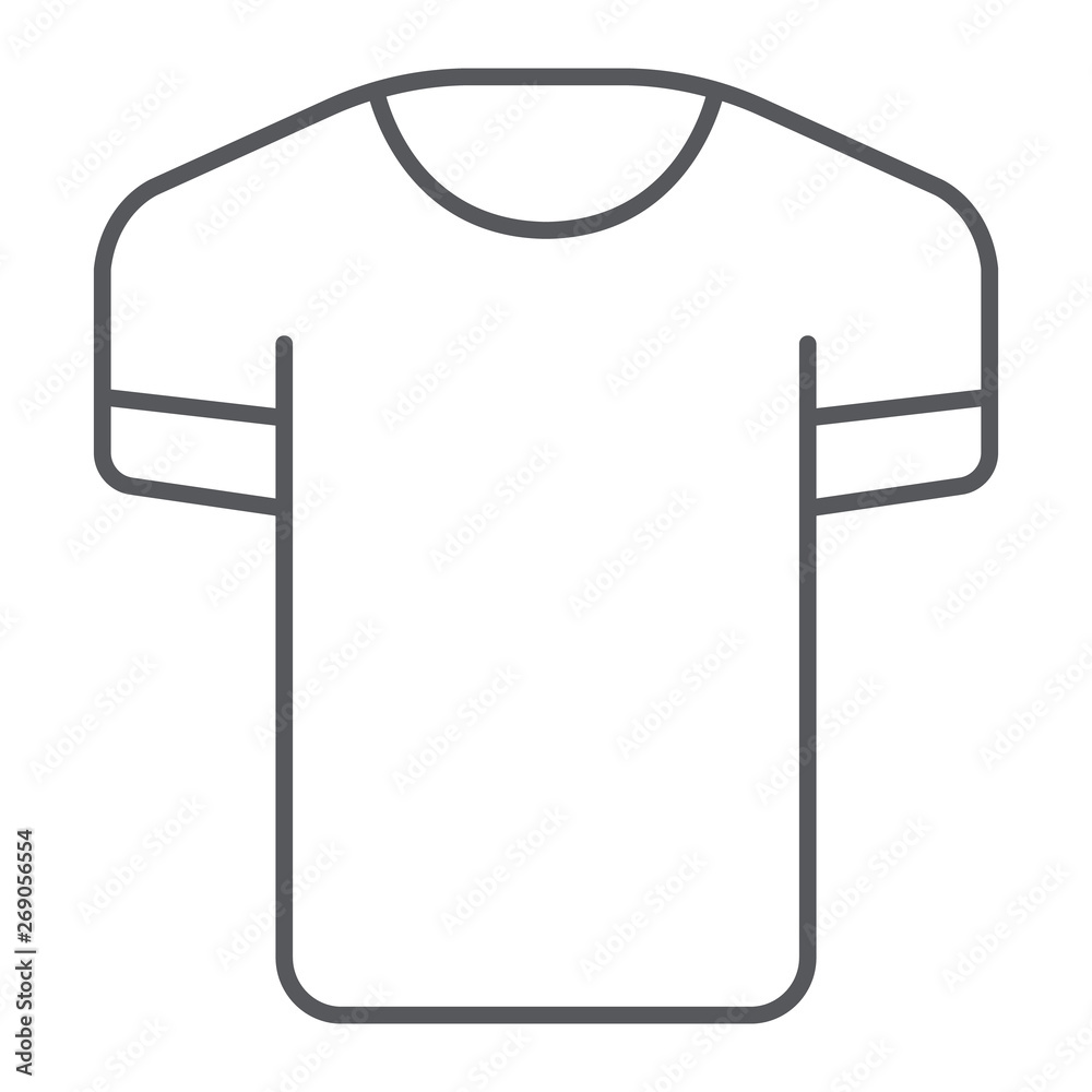 Tshirt thin line icon, clothes and fashion, shirt sign, vector graphics, a linear pattern on a white background. Tshirt thin line icon, clothes and fashion, shirt sign, vector graphics, a linear pattern on a white background.