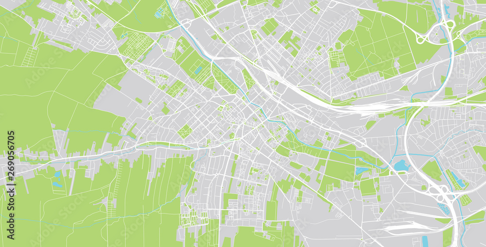 Obraz premium Urban vector city map of Gliwice, Poland