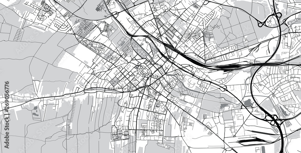 Urban vector city map of Gliwice, Poland