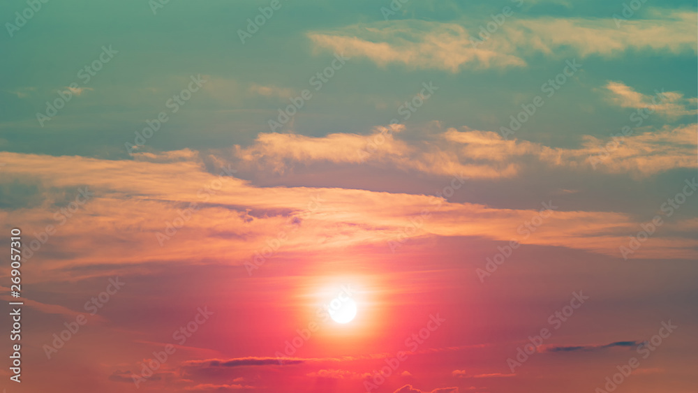 Panorama sky and cloud with sun nature background
