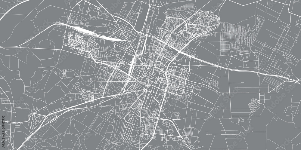 Urban vector city map of Kielce, Poland