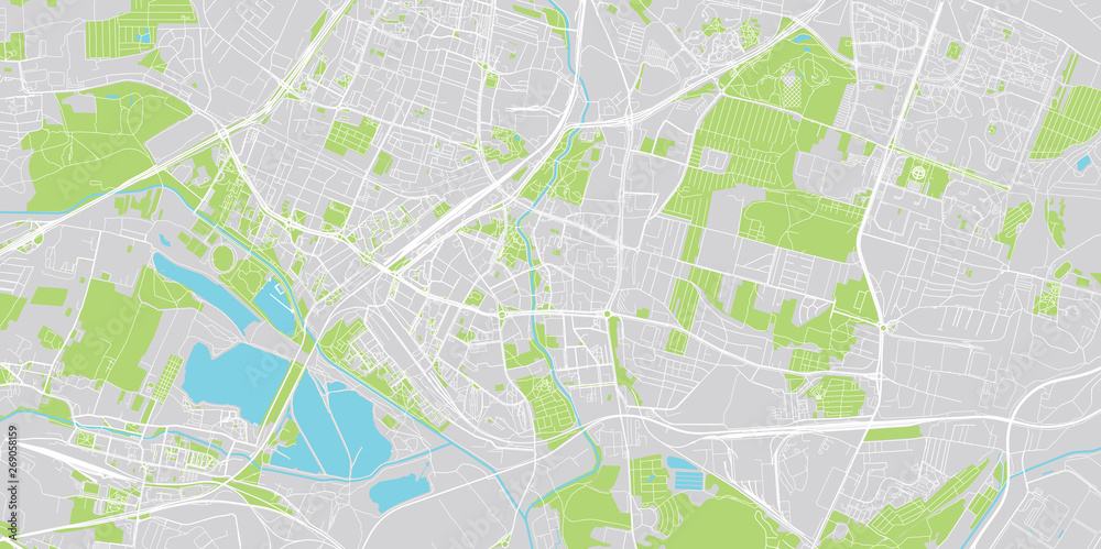 Fototapeta Miejska wektorowa mapa miasta Sosnowiec, Polska
