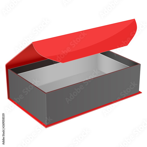 Red and black gift box. Open jewelry box with magnetic clasp
