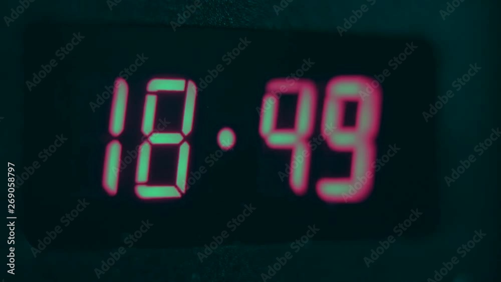 Accelerated Digital Red Clock Of Minutes Reverse.