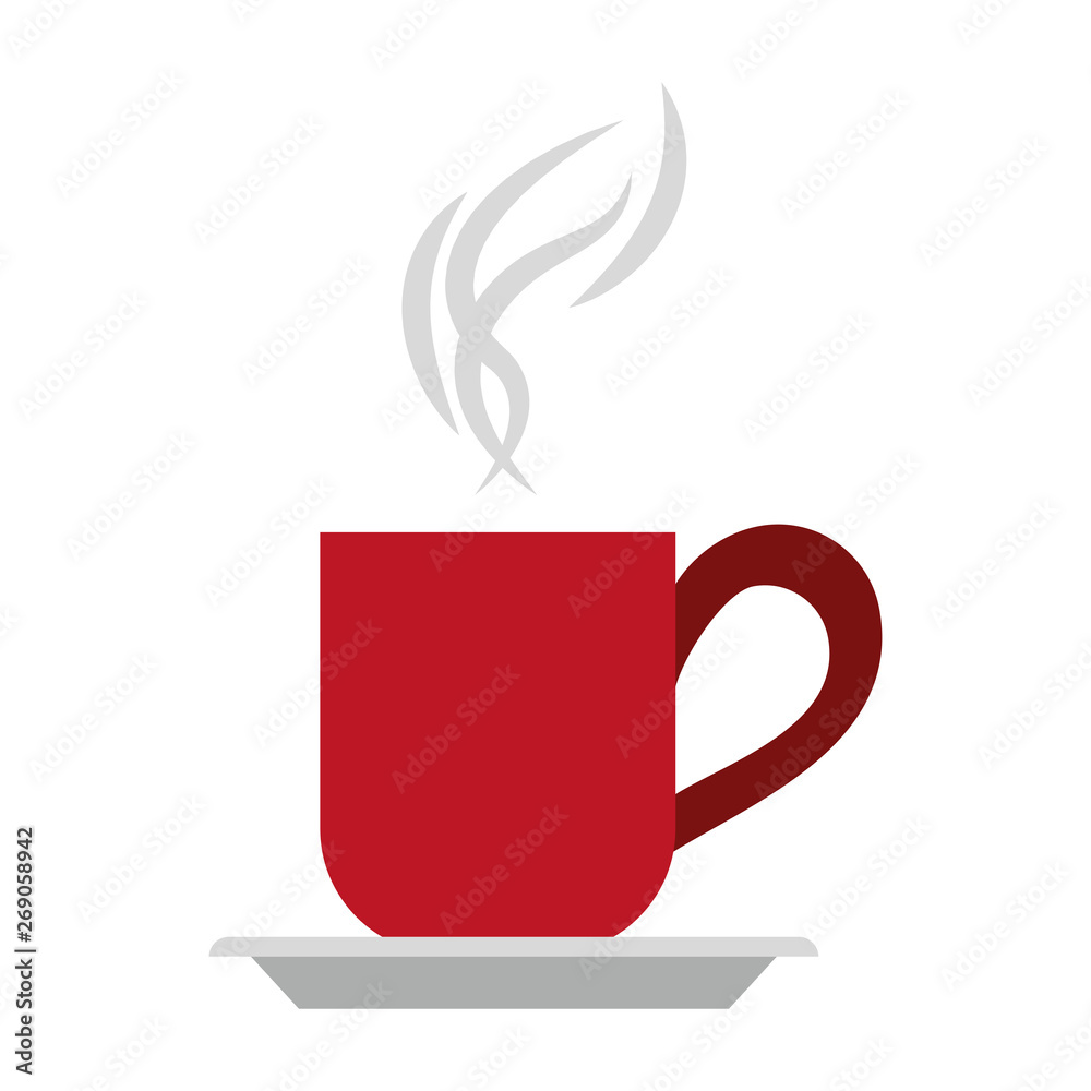 Hot coffee mug on dish Vector illustration Hot coffee mug on dish Vector illustration