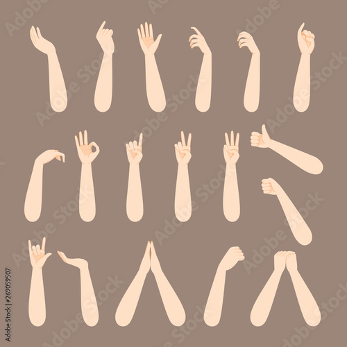 Set Of Forearm And Hand Of Human In Various Gestures