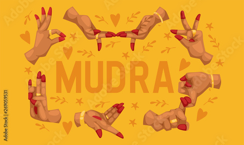 Mudra pattern indian hands vector yoga meditation fingers gesture relaxation harmony illustration backdrop of religion spiritual pray background wallpaper