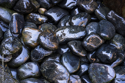 black wet stones