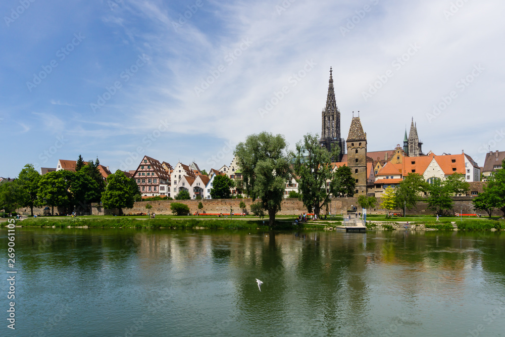 Panorama of Ulm with cathedral Baden-Wurttemberg Germany