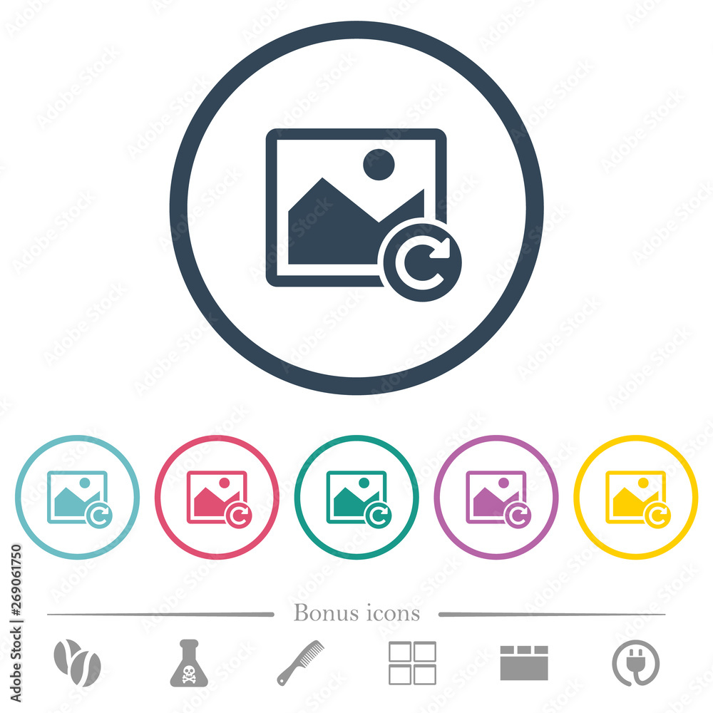 Image rotate right flat color icons in round outlines Image rotate right flat color icons in round outlines