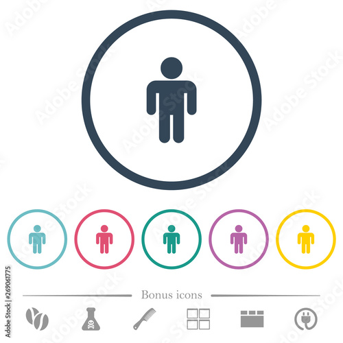 Male sign flat color icons in round outlines