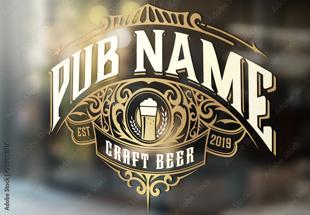 Vintage Bar Logo Layout Stock Template Adobe Stock