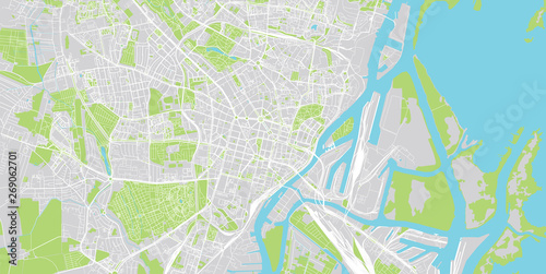 Urban vector city map of Szczecin, Poland