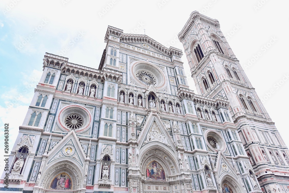 Facade of Cathedral of Santa Maria del Fiore in Florence, Italy