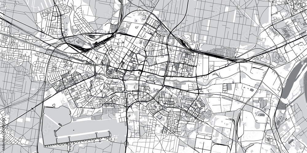 Urban vector city map of Bydgoszcz, Poland