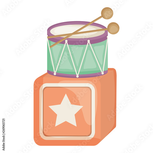 drum musical instrument and cube toys square frame and birthday elements vector illustraitor photo