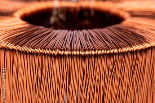 Macro of electrical copper coil transformer photo