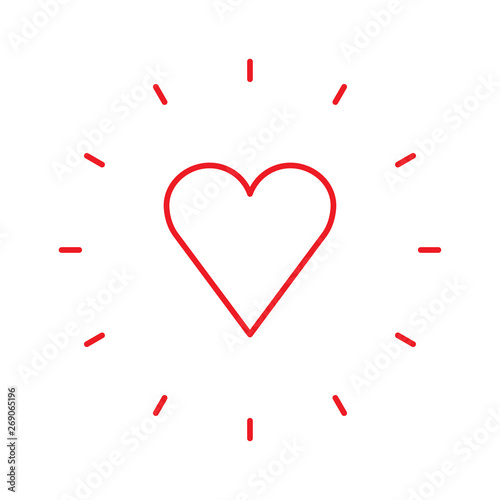 Heart with shine linear icon, love burst symbol, sunshine. photo