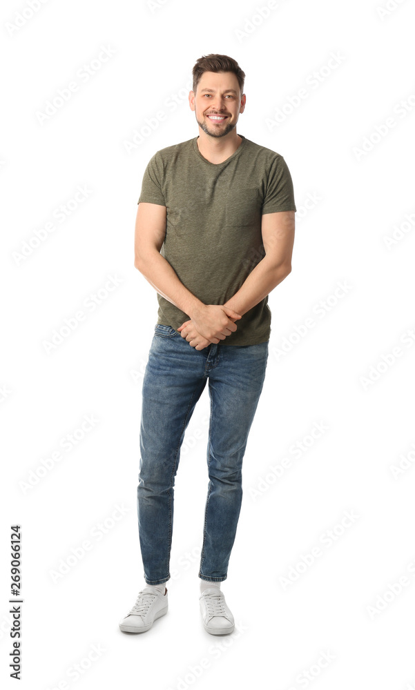 Full length portrait of handsome man posing on white background Full length portrait of handsome man posing on white background