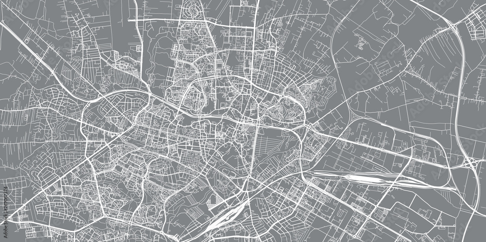 Urban vector city map of Lublin, Poland