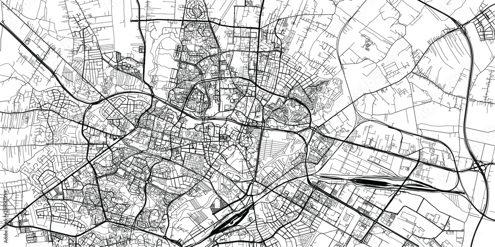Fototapeta Urban wektor mapa miasta Lublin, Polska
