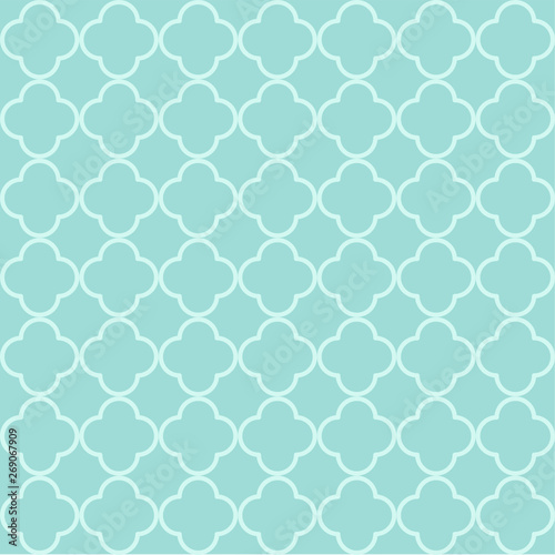 Blue quatrefoil outline ornamental pattern