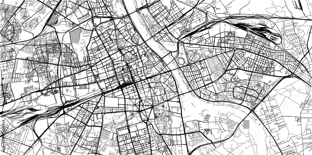 Fototapeta Mapa miasta miejski wektor Warszawa, Polska