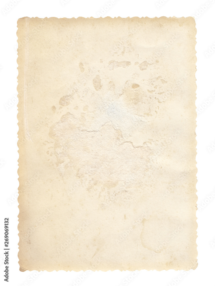 Fototapeta premium Texture old paper with traces of scuffs and stains. Isolated on white.