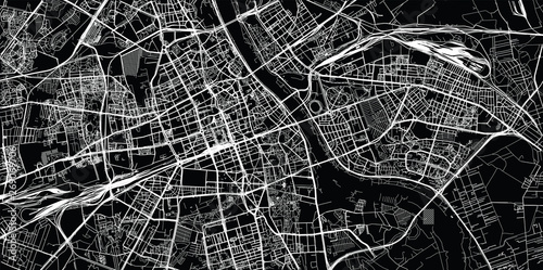 Urban vector city map of Warsaw, Poland