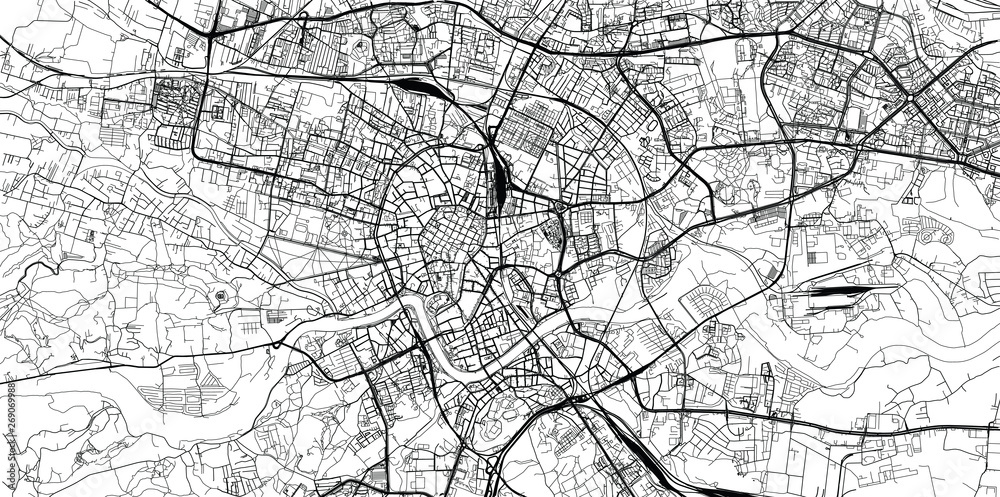 Urban vector city map of Krakow, Poland