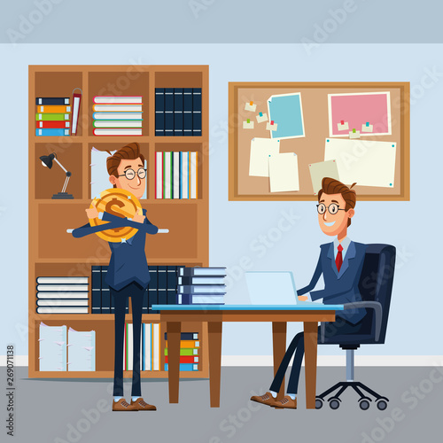 businessmen sitting in a office chair