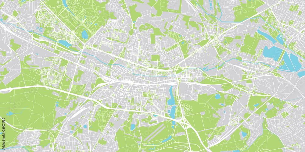 Fototapeta Mapa miasta miejski wektor Katowice, Polska