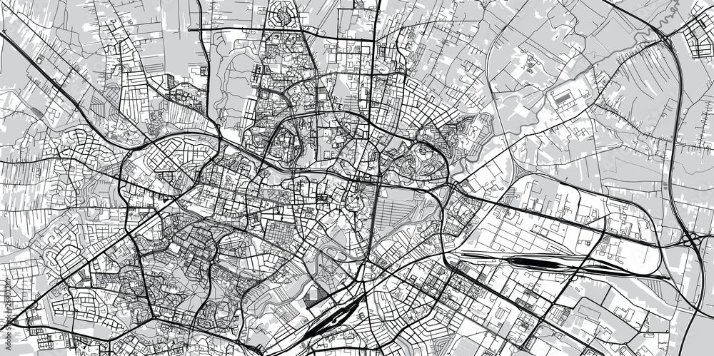 Urban vector city map of Lublin, Poland
