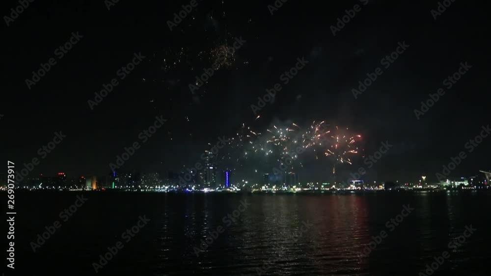 Fireworks lighting up the sky in Abu Dhabi, UAE Fireworks lighting up the sky in Abu Dhabi, UAE