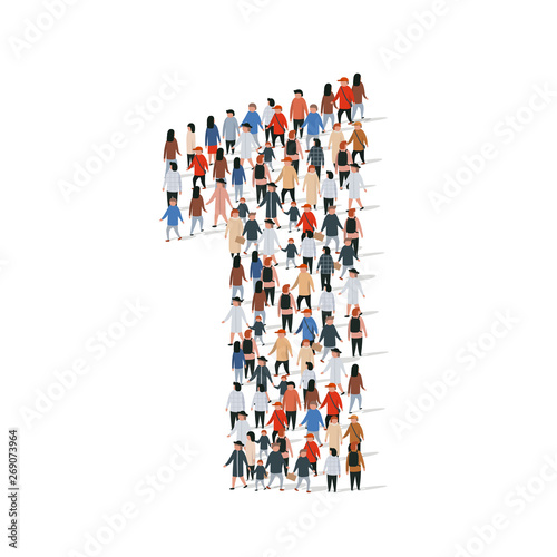 Large group of people in number 1 one form