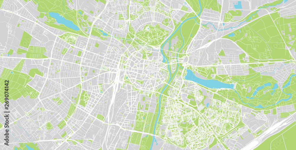 Urban vector city map of Poznan, Poland