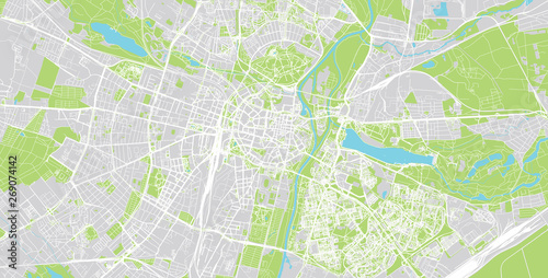 Urban vector city map of Poznan, Poland