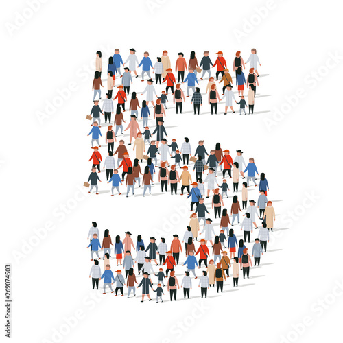 Large group of people in number 5 five form