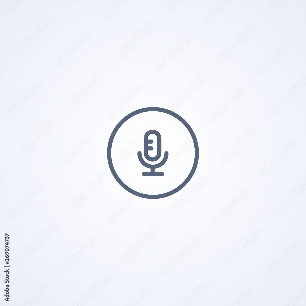 Microphone, sound recording, vector best gray line icon Microphone, sound recording, vector best gray line icon