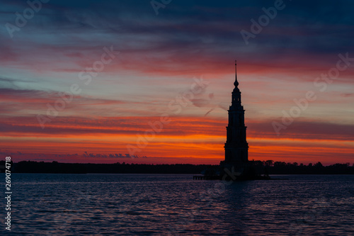 Chapel in the town of Kalyazin at sunrise