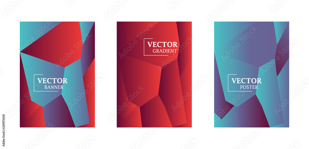 Abstract background with gradient texture, geometric pattern with polygon.  Blue, red, violet gradient.   Art for business brochure,  cover design.