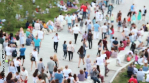 Wallpaper Mural People walking down the stairs.Summer day, sunny day. Blurry crowd background. Torontodigital.ca