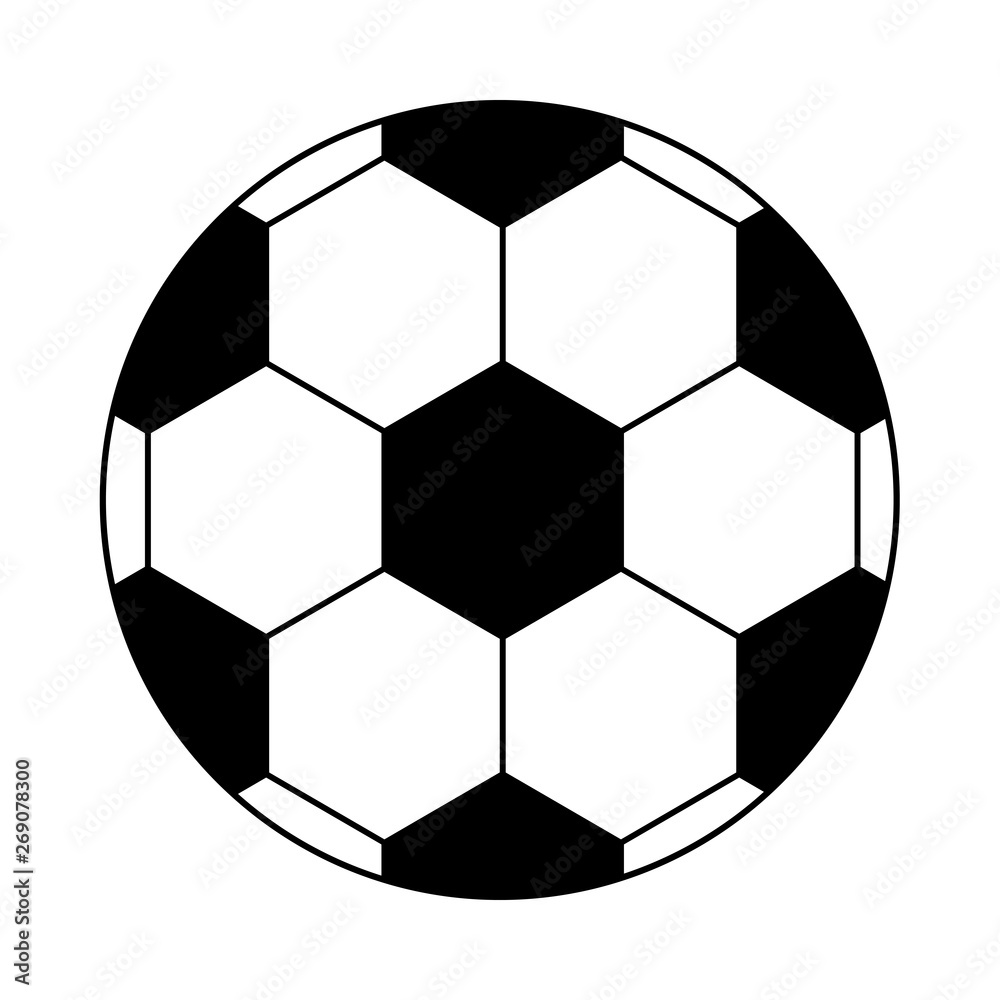 Soccer ball icon. Flat vector illustration in black on white background.