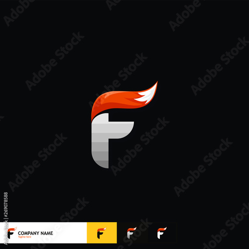 Letter Logo Design with fox tail vector
