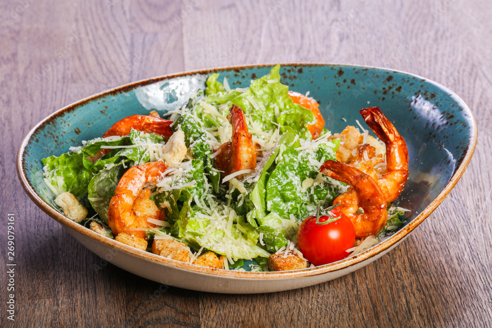 Caesar salad with shrimps